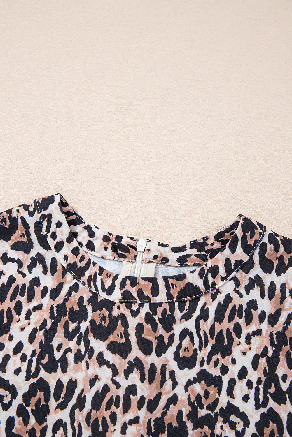 Leopard Print Crew Neck Shift Dress