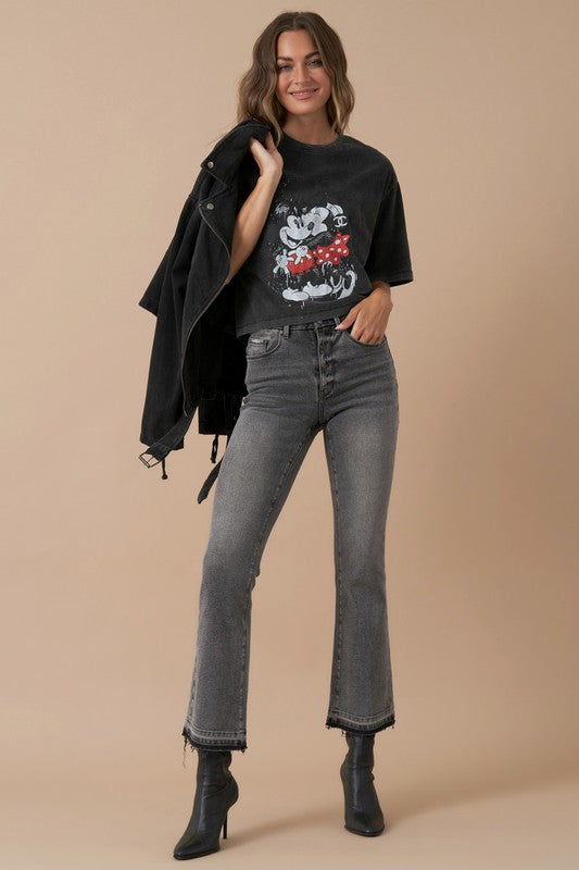 High-Rise Cropped Boot Cut Denim Jeans