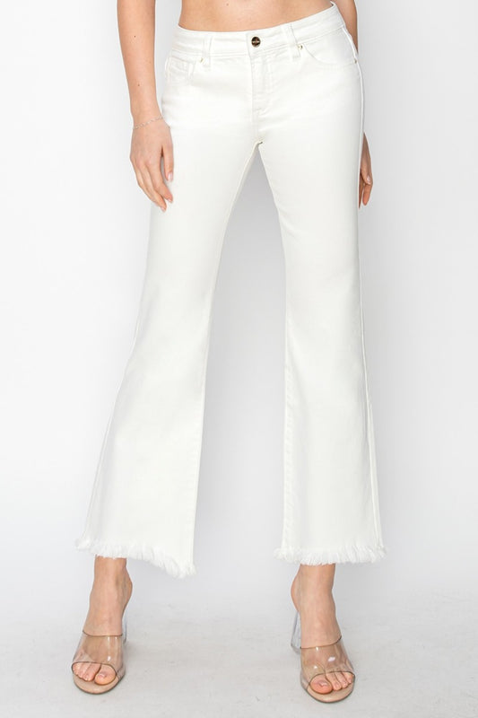 Tummy Control Crop Flare Step Hem Pants