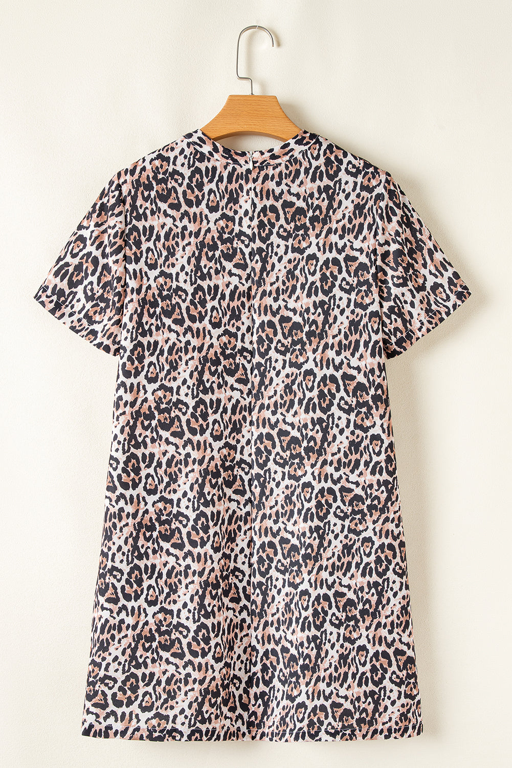 Leopard Print Crew Neck Shift Dress