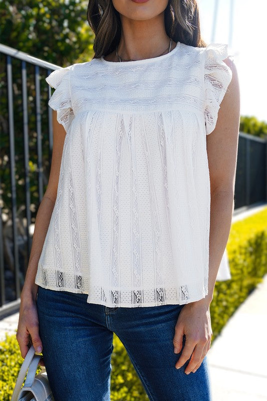 Ruffled Lace Flowy Tank Top