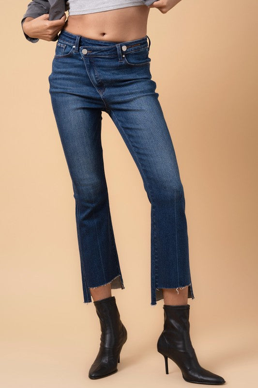 Crossover Step-Hem Cropped Boot Cut Jeans