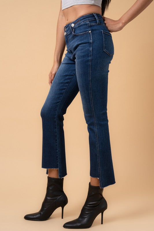 Crossover Step-Hem Cropped Boot Cut Jeans