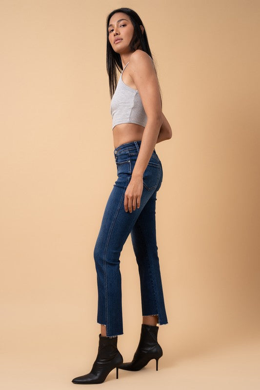 Crossover Step-Hem Cropped Boot Cut Jeans