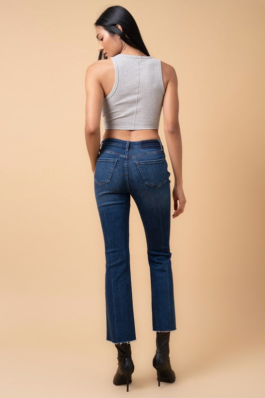 Crossover Step-Hem Cropped Boot Cut Jeans