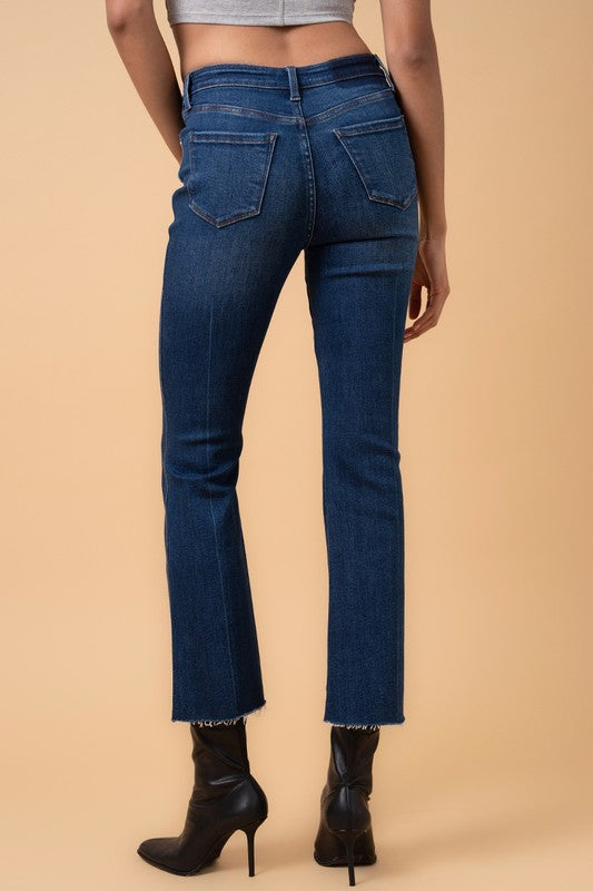 Crossover Step-Hem Cropped Boot Cut Jeans