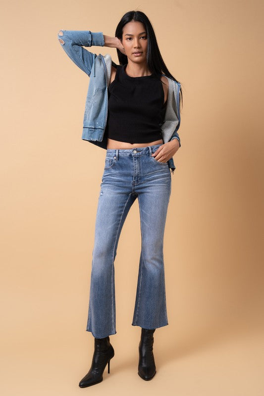 Mid-Rise Cropped Flared Jeans