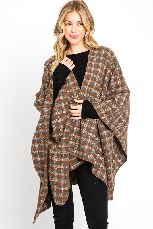 Houndstooth Sweater Poncho