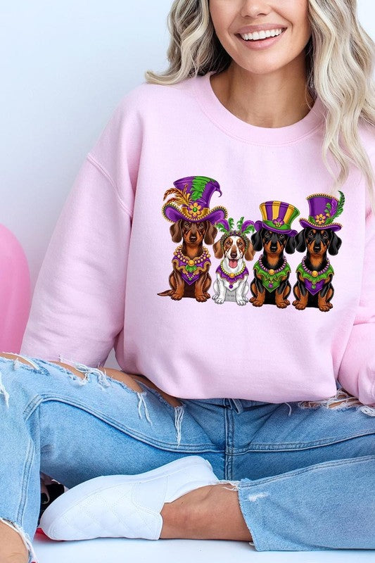 Dachshund Mardi Gras Graphic Sweatshirt