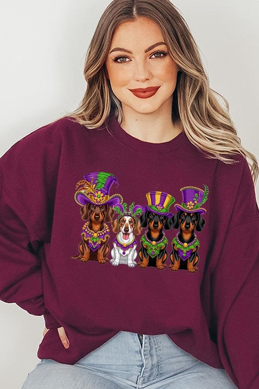 Dachshund Mardi Gras Graphic Sweatshirt