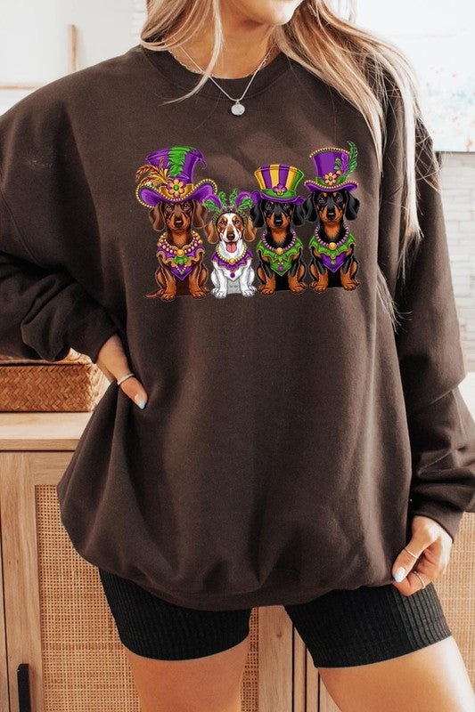 Dachshund Mardi Gras Graphic Sweatshirt