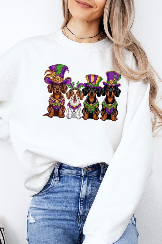 Dachshund Mardi Gras Graphic Sweatshirt