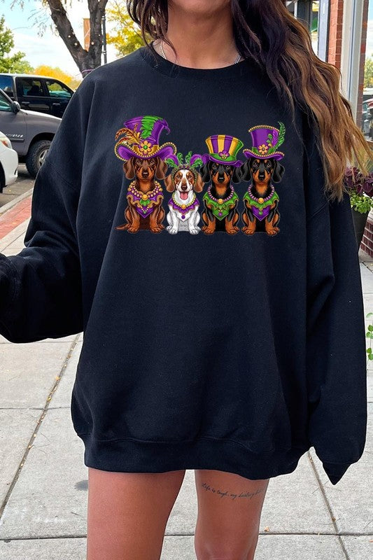 Dachshund Mardi Gras Graphic Sweatshirt