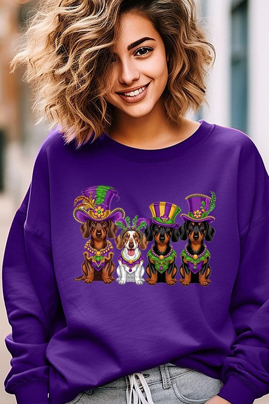 Dachshund Mardi Gras Graphic Sweatshirt