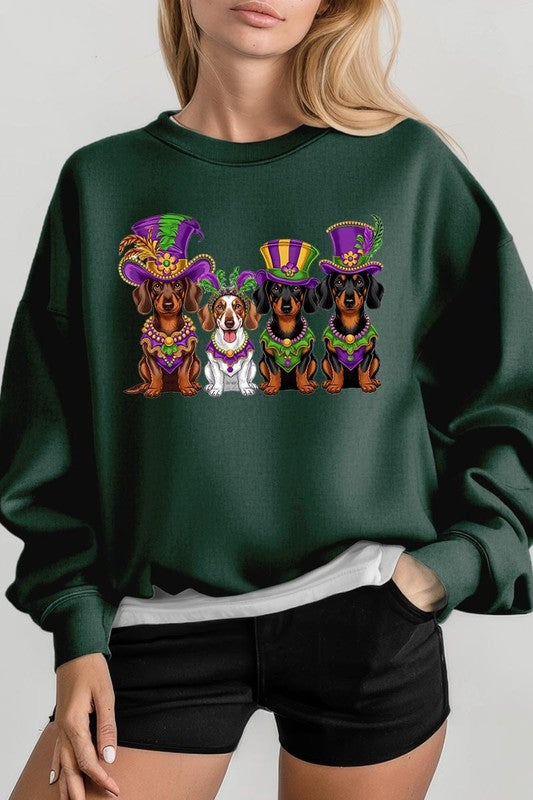 Dachshund Mardi Gras Graphic Sweatshirt