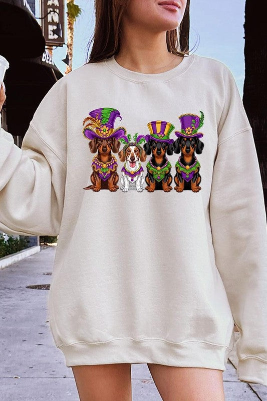 Dachshund Mardi Gras Graphic Sweatshirt