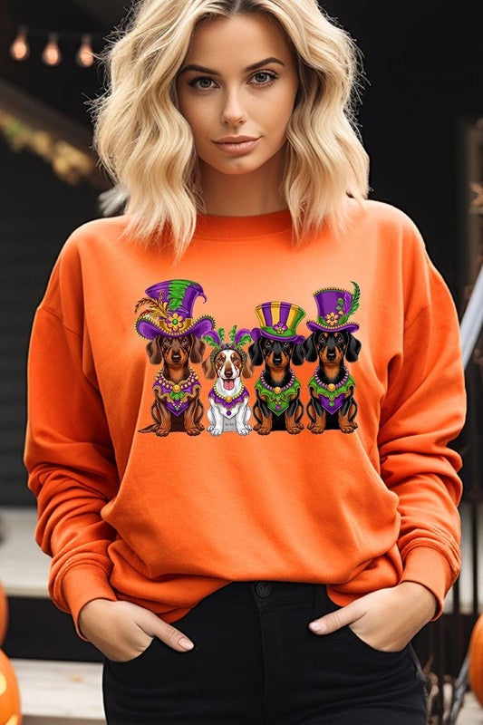 Dachshund Mardi Gras Graphic Sweatshirt