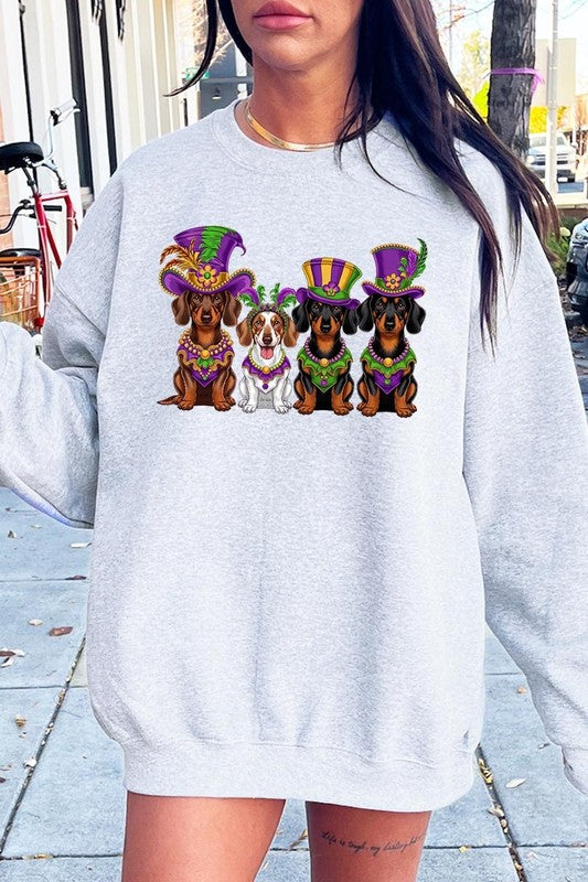 Dachshund Mardi Gras Graphic Sweatshirt