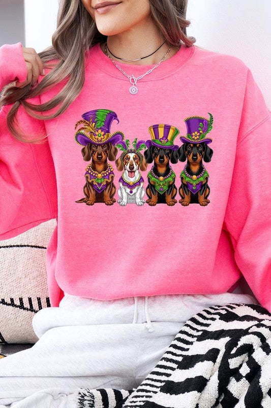 Dachshund Mardi Gras Graphic Sweatshirt