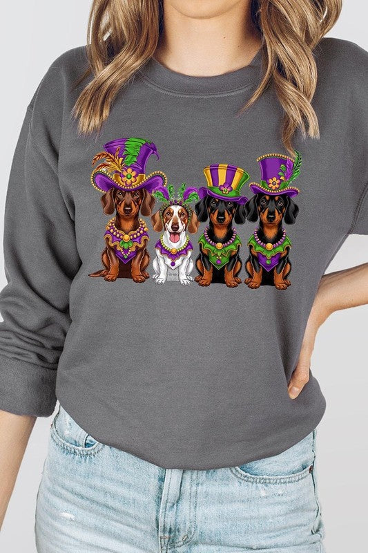 Dachshund Mardi Gras Graphic Sweatshirt