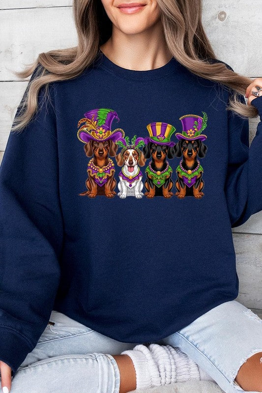 Dachshund Mardi Gras Graphic Sweatshirt