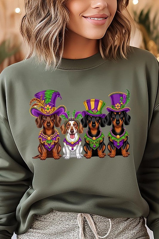 Dachshund Mardi Gras Graphic Sweatshirt