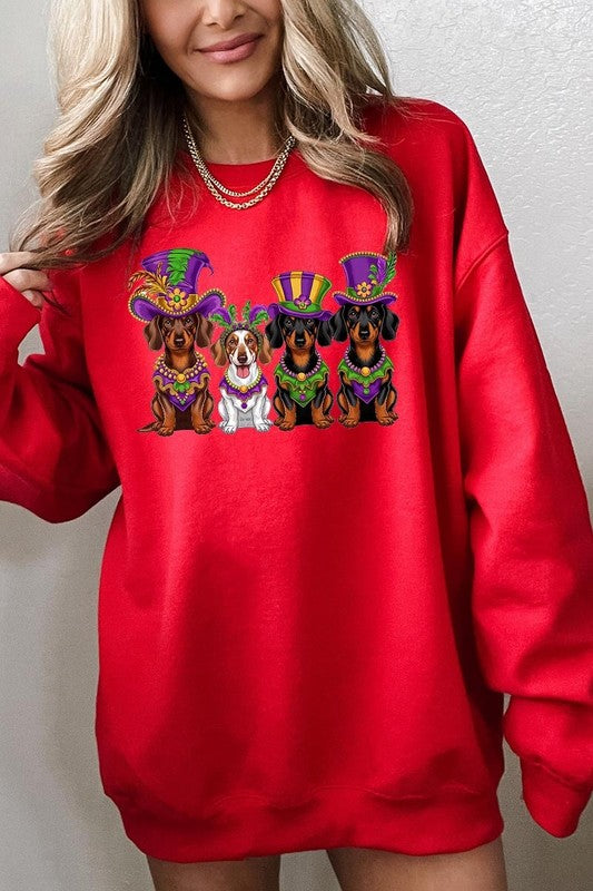 Dachshund Mardi Gras Graphic Sweatshirt