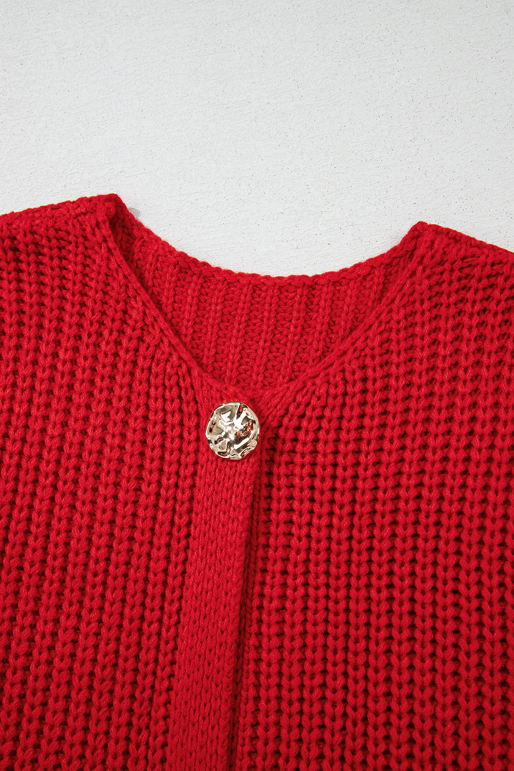 Textured Knit Side Pockets Buttoned Sweater Vest