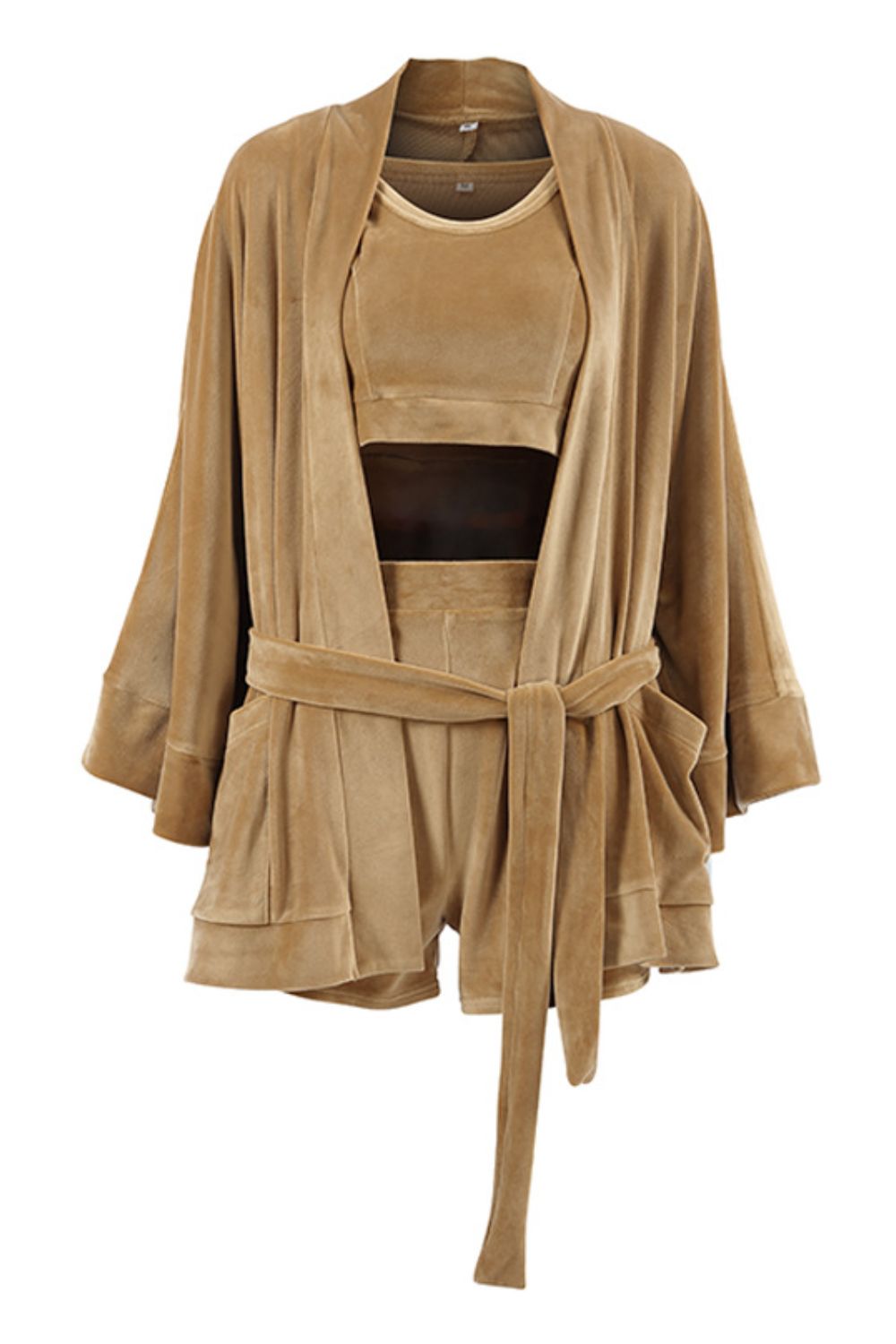 Buttery-Soft Bra, Open Front Cardigan and Shorts Set