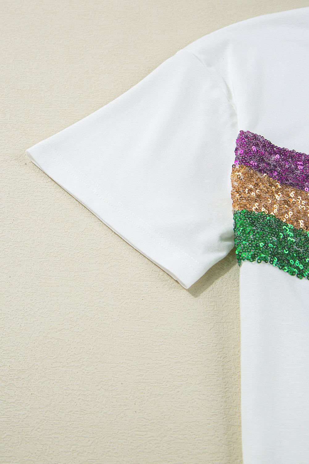 Colorblock Sequin Mardi Gras Crewneck T-Shirt