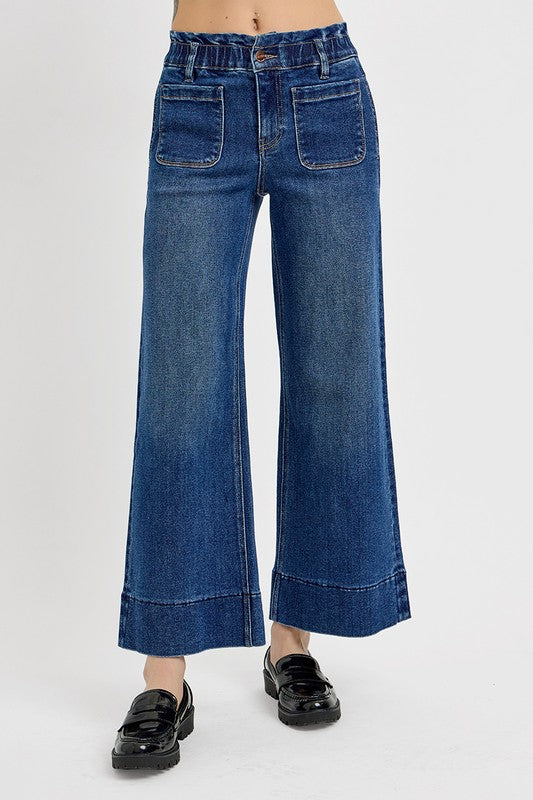 Elastic Band Wide Leg Jeans