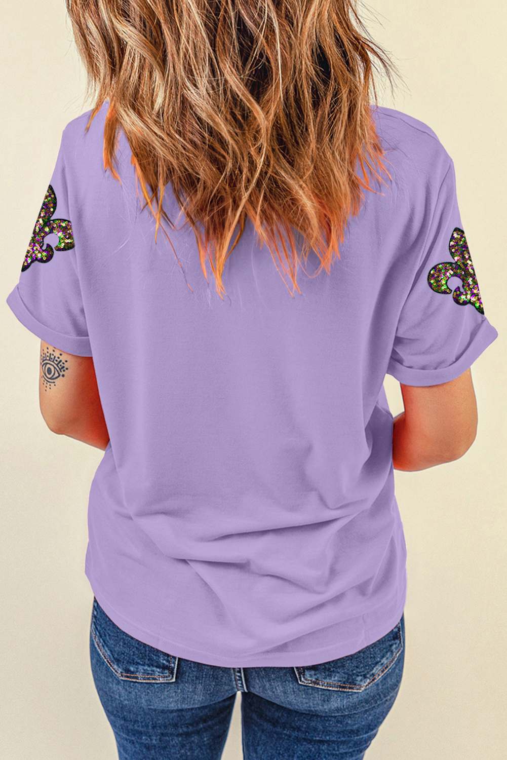 Sequined Fleur De Lis Mardi Gras Tee