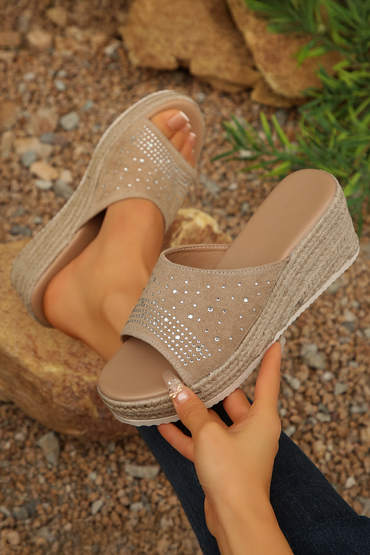 Rhinestone Suede Wedges