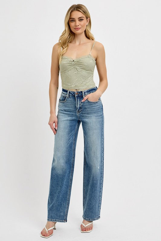 Distressed Wide Leg Jeans Plus Size