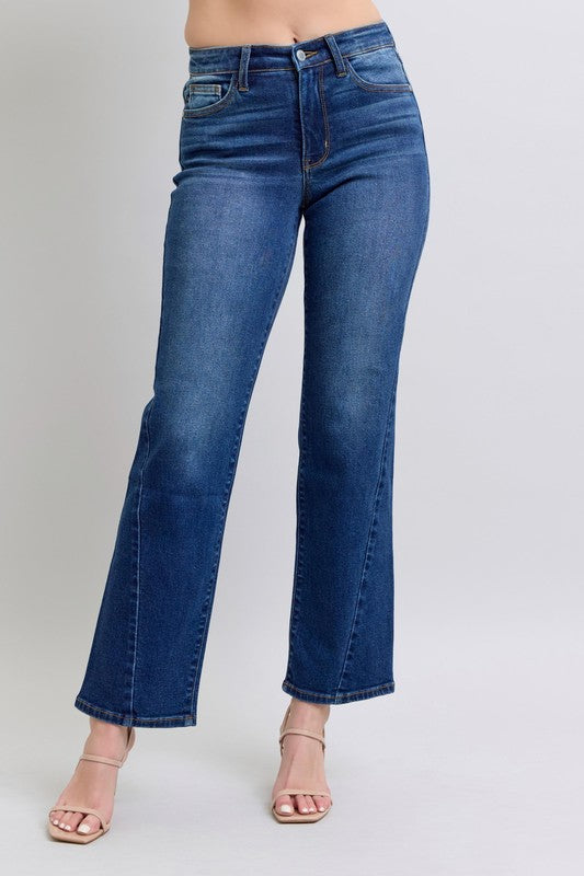 Side Seam Detail Straight Jeans with Pockets