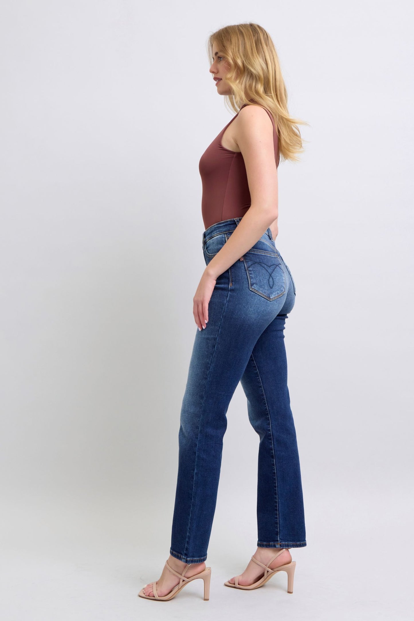 Washed Straight Leg Jeans with Pockets