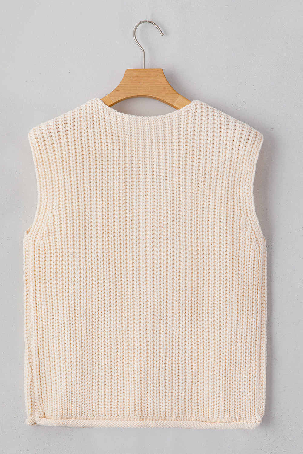 Textured Knit Side Pockets Buttoned Sweater Vest