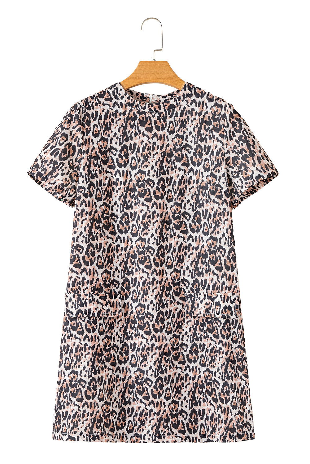 Leopard Print Crew Neck Shift Dress