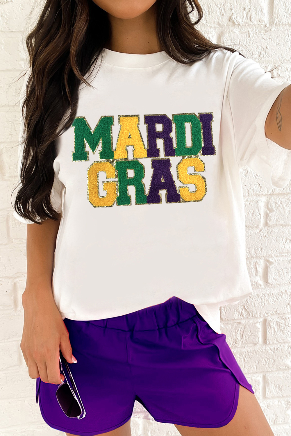 MARDI GRAS Patched Graphic T Shirt