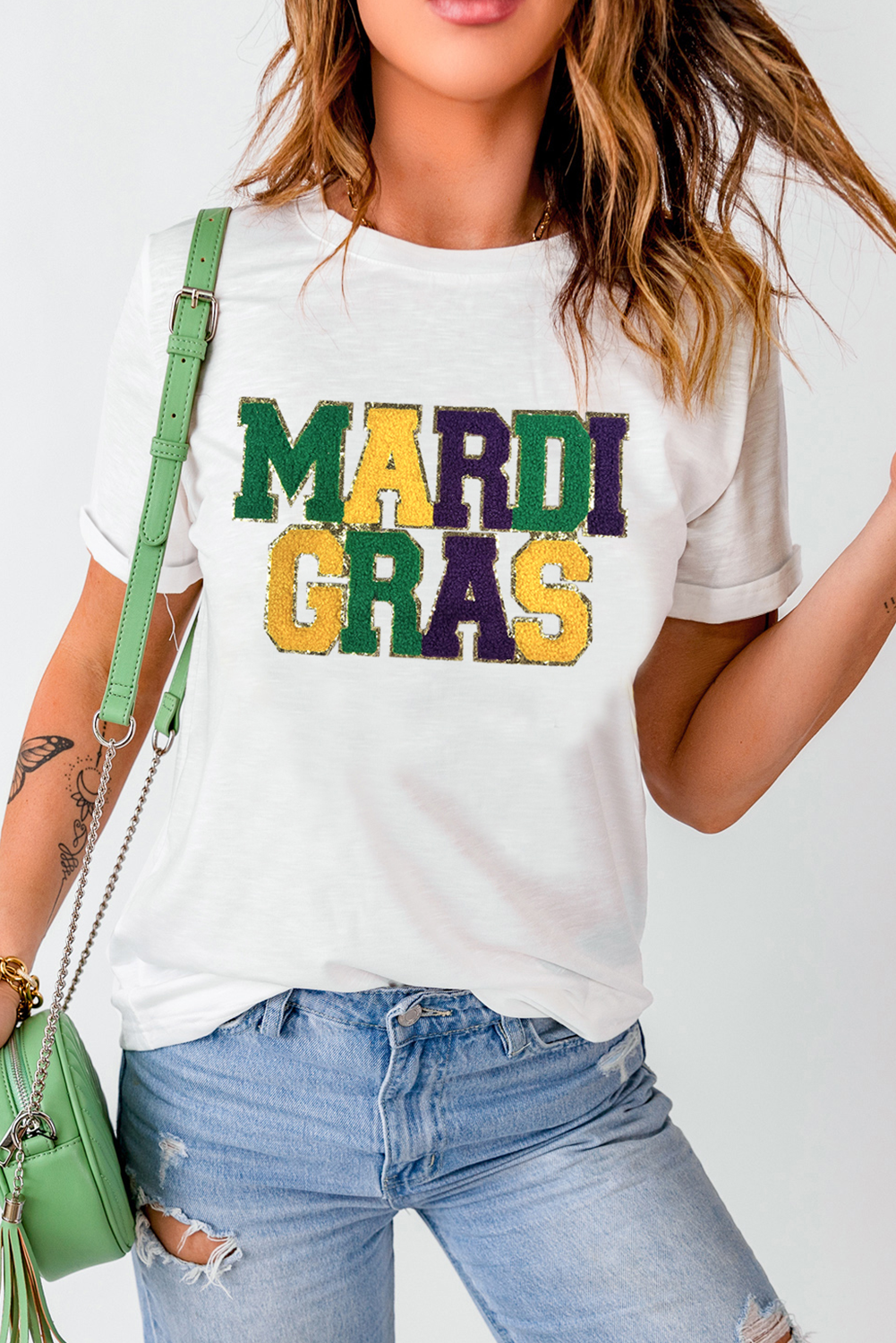 MARDI GRAS Patched Graphic T Shirt