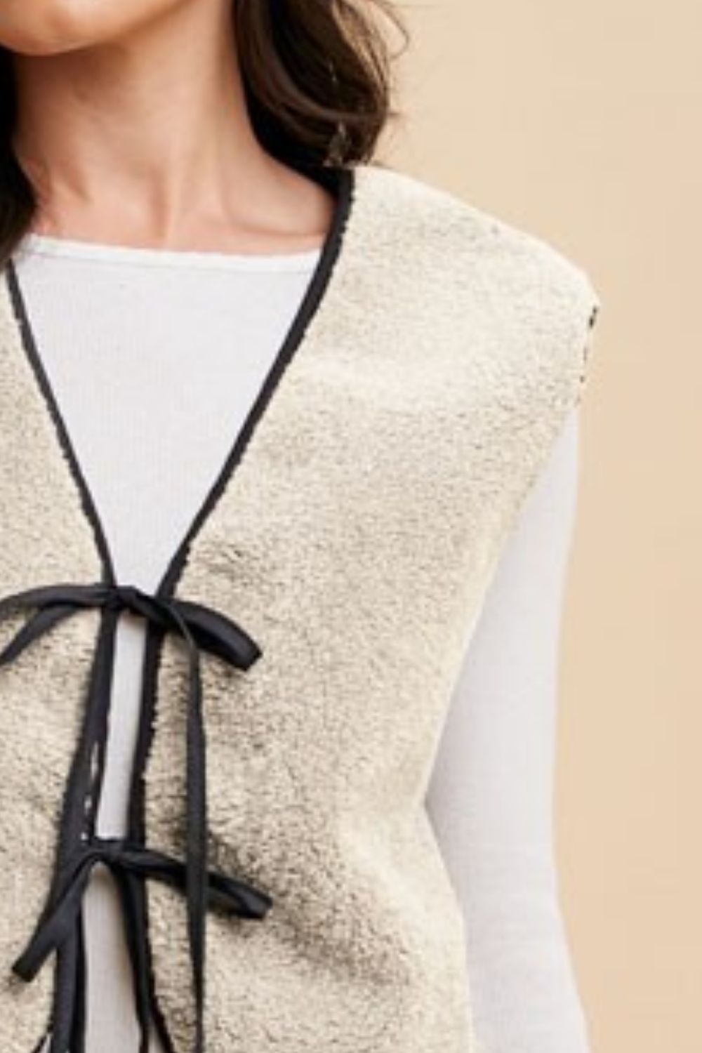 V-Neck Tie Detail Vest Coat