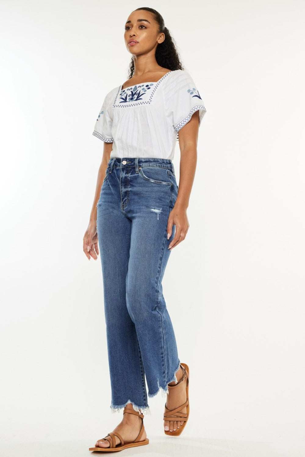 High Rise Slim Wide Leg Jeans